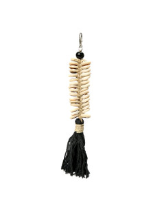 Porte-clés en macramé motif d'arête de poisson - noir