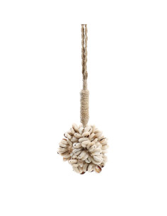 Décoration de porte avec pompon en cauris - Naturel