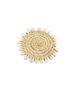 Dessous de verre coquillage et raphia - Naturel