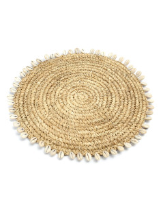 Dessous de plat en raphia et coquillage