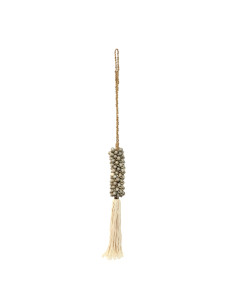Pendentif coquillage pompon en coton - Gris