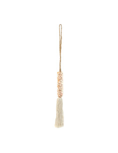 Pendentif décoration coquillage pompon en coton - rose
