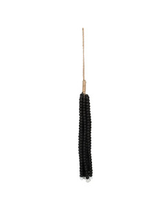 Pendentif décoration pompon perles en bois - Noir