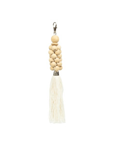 Porte-clés en perles de bois - Blanc naturel