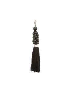 Porte-clés en perles de bois - Noir