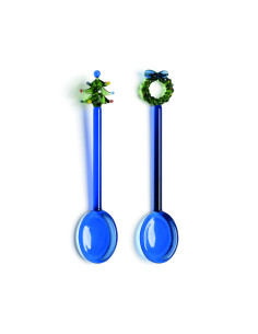 CUILLERE EN VERRE THEME NOEL set of 2 