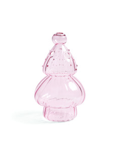 VASE MINI SAPIN EN VERRE ROSE 