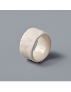 ROND DE SERVIETTE EN GRES BLANC MAT  