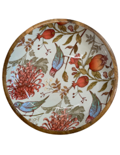 SALADIER  OISEAU ORANGE EN MANGUIER 38CM 