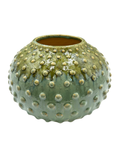 VASE ROND BOULE CERAMIQUE BLEU VERT PETIT 