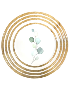 PLATEAU ROND BLANC FEUILLE EUCALYPTUS TPM 
