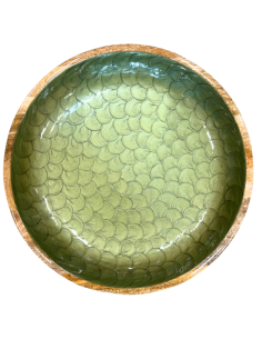 SALADIER PERLE VERT OLIVE, MANGUIER 38 CM 